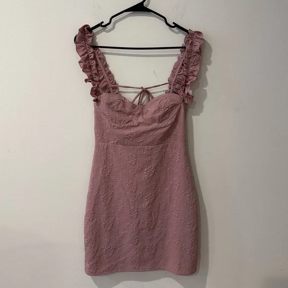Lulus butterfly kisses mauve pink jacquard sleeveless mini dress size small - Picture 2 of 4